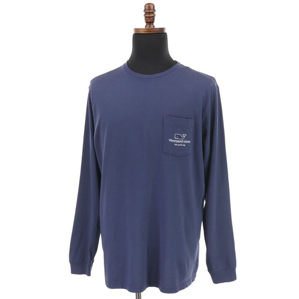 NWT Vineyard Vines L/S T-Shirt Men’s Medium Blue New York City Empire State Bldg - Picture 1 of 7